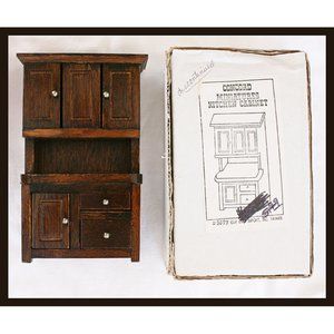 Concord Miniatures #3097 dark wood dollhouse kitchen cabinet with box